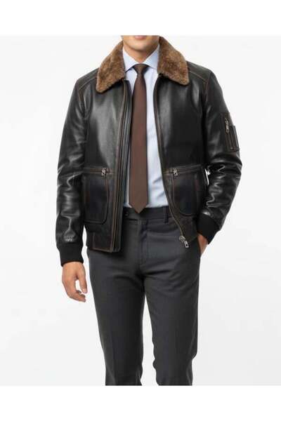 TerziAdemAltun 100% Genuine Lambskin Men's Coat Jacket Brown T20020-03