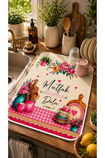 GNL HOME Su Emici Bulaşık Kurutma Matı 40 x 50
