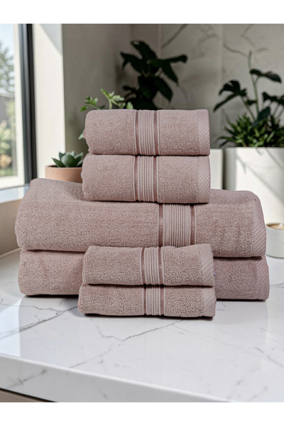 Baltic Linen - 6 Pcs Towel Set, VELURA, 100% Cotton, 550 GSM, Pink, 2pcs Bath...