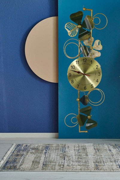 Al Athar Arts Hand-Painted Metal Wall Panel with Clock | Wholesale & Retail(W:10.5 inches xL:34 inches)