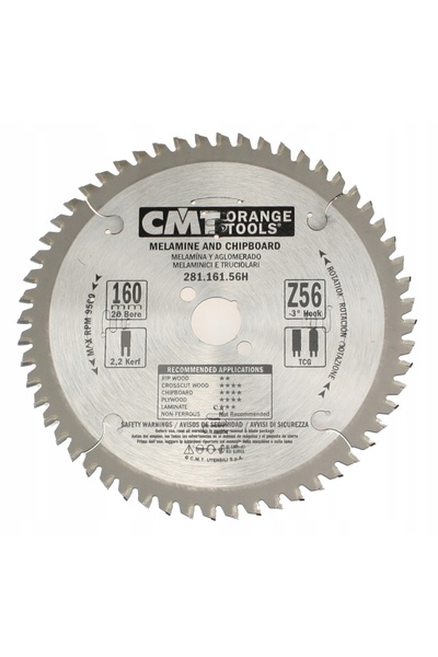 CMT Disc de ferăstrău pentru lemn, laminat și plăci din fibroase 160x20 56Z 2...