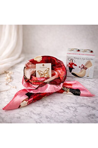 velve Set esarfa roz cu brosa fluture eleganta