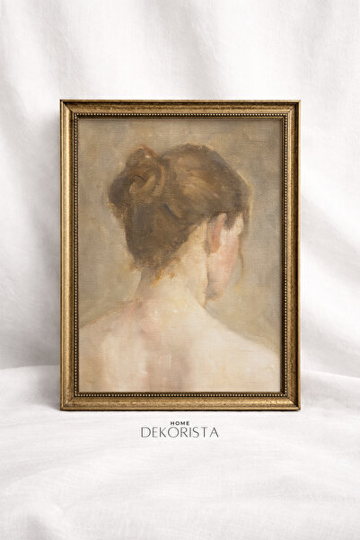 HOME DEKORİSTA Πίνακας πορτρέτου με vintage πλαίσιο ΧΩΡΙΣ ΓΥΑΛΙ, καλλιτεχνική...