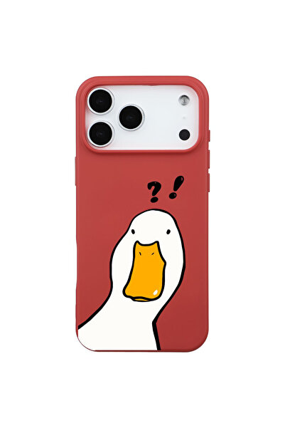 Casen iPhone 17 Pro Max Kırmızı What Duck Ördek Tasarımlı Kamera Korumalı Ren...