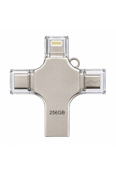 Flash Drive 256GB 4 in 1 OTG USB A USB C Micro USB and iPhone Connector