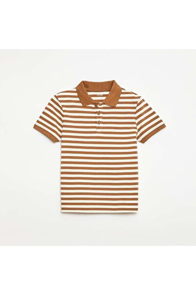 KIABI Short-Sleeved Cotton Piqué Polo Shirt BEIGE