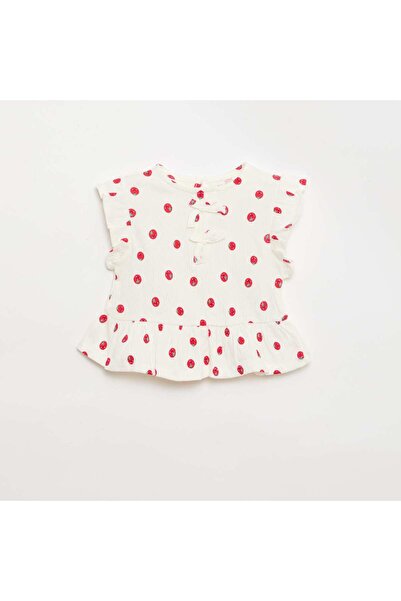 KIABI Printed T-shirt with Ruffles WHITE