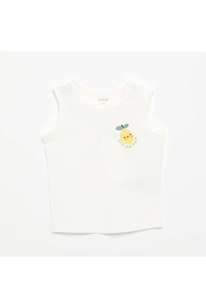 KIABI Tank Top with Chest Patch WHITE