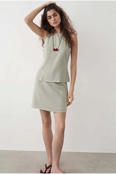 ROSE ARYA Green Linen Skirt Suit