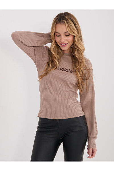 rue parıs Bluza Dama Maneca lunga, Decolteu rotund, RUE PARIS, Bej Casual Mod...