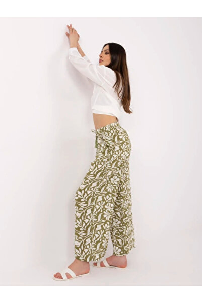 Sublevel Women's Pants, Sublevel, Viscose, Print, Olive, model D73771M62237H