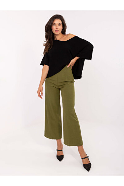 rue parıs Women's Pants, RUE PARIS, Polyester, Elegant, Olive, model IT-SP-FL...