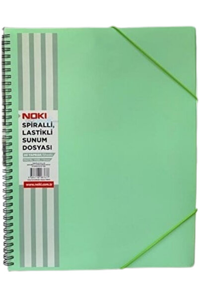 Noki A4 Spiral Elastic Presentation Folder 20 Sheets Pastel Green