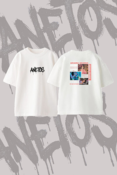 Anetos Ariana Grande_91 Design Back Printed Cotton White Oversize T-Shirt