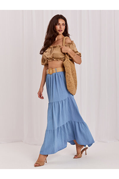 Italy Moda Fusta Dama Maxi, Boho, ITALY MODA, Albastru Model MO-SD-25013.48
