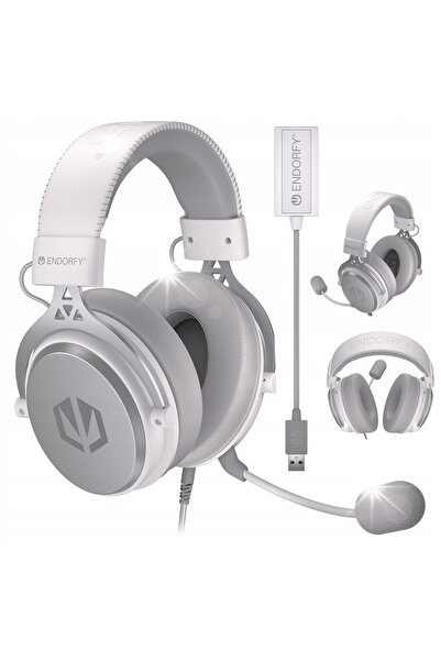 Endorfy Căști cu fir cu microfon Viro Plus USB Onyx White, tip over-ear