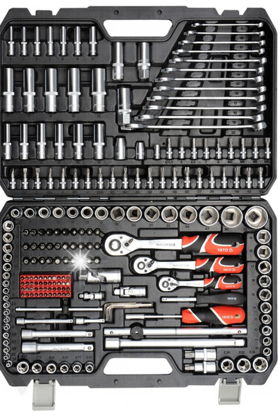 yato Set de scule: chei tubulare, biți, adaptoare 1/4, 3/8, 1/2, 216 piese.