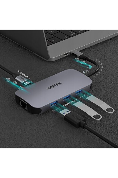 NO BRAND Hub USB Unitek D1071A N9+ USB-C HDMI, PD 100W, cititor de carduri