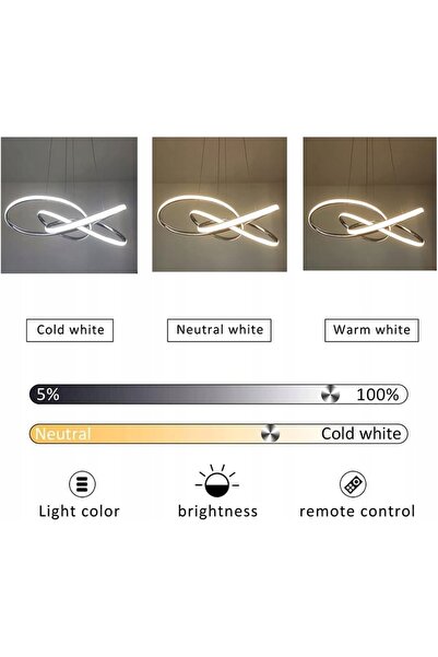 Riserva Lampă suspendată LED, cromată, dimabilă, cu telecomandă, stil Loft, 60W