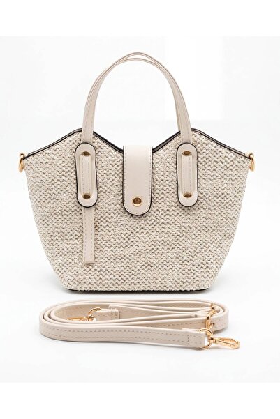 Lurella Collection Women's Straw-Filled Leather Detailed Strap Hand and Shoul...