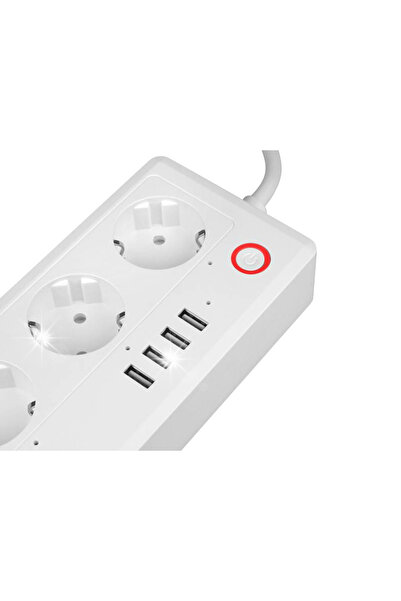 NO BRAND Prelungitor de priză cu control la distanță Wi-Fi, 4 porturi USB, TUYA