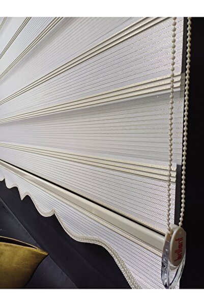 Empressco Şık Zebra Perde Gold Simli Jakarlı Etek Dili ve En X Boy Seçenekli