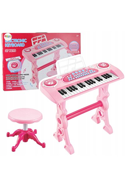 LeanToys Pian electronic pentru copii cu microfon, 37 de clape, roz