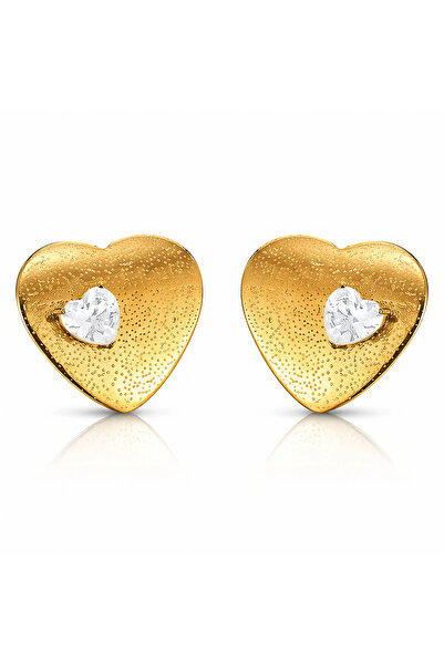 OEM Crystal Heart gold earrings, made of brass, with cubic zirconia, 18K gold...