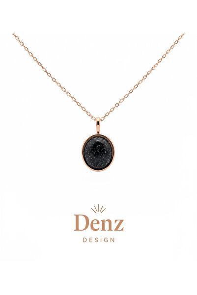 925 Ayar Gümüş, Black GoldStone Taş Kolye
