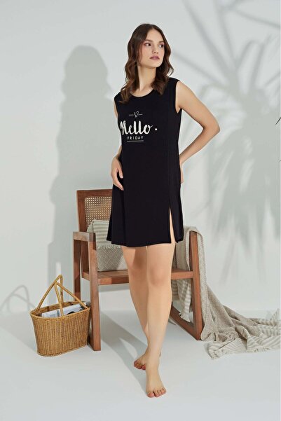 GUAVA+ Women's Crew Neck Draped Lycra Viscose Nightgown Dress Pajamas with Sl...