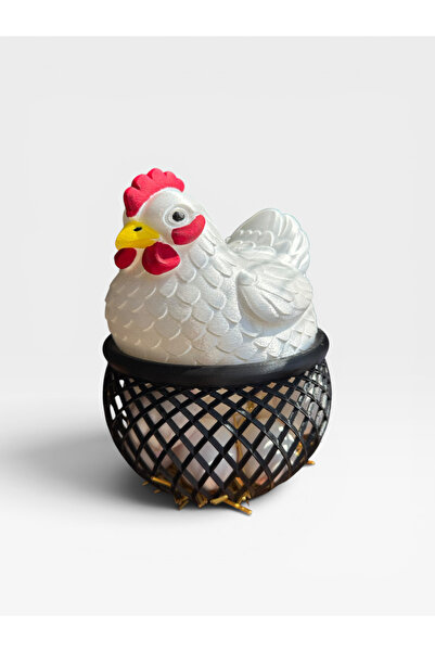 Atelye.store Egg Basket with Chicken Figure Decorative Storage Container