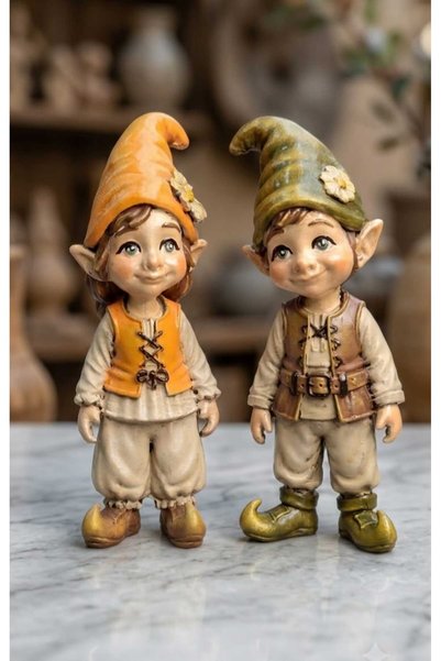 Gardenya Sevimli Elf Çİft ( Şans Cüceleri ) Dekoratif Obje & Biblo