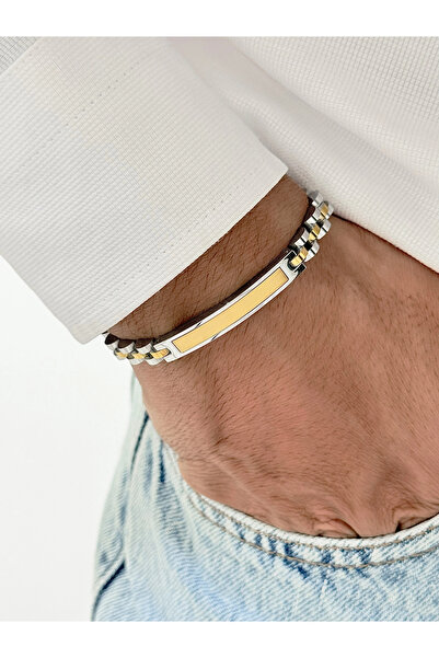 FERRO Yellow and Silver Steel Men's Bracelet Frj10206A-D 2 Year Warranty Gift...
