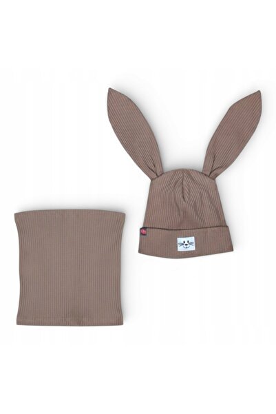 PANPAN BOYA Căciulă cu urechi + fular cu dungi, set pentru copii 2-7 ani, pri...