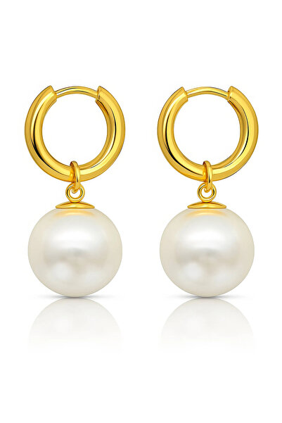 OEM Σκουλαρίκια  "Pearl Drops " από ανοξείδωτο ατσάλι, με μαργαριτάρια, επιχρ...