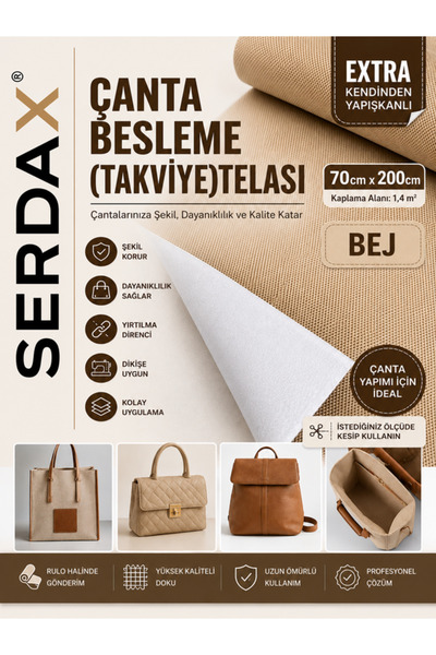 SERDAX Extra kendinden yapışkanlı çanta/cüzdan besleme (takviye) telası astar...