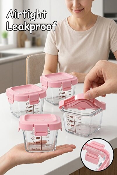 Generic 4pcs Borosilicate Glass Airtight Leakproof Food Storage Containers Si...