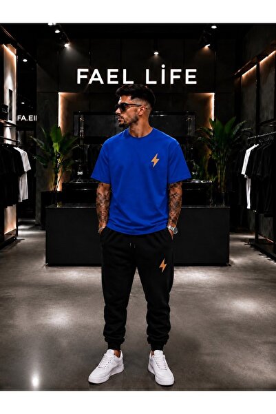 FAEL LİFE Unisex Wide-Let T-Shirt and Trackpants Set with Lightning Print
