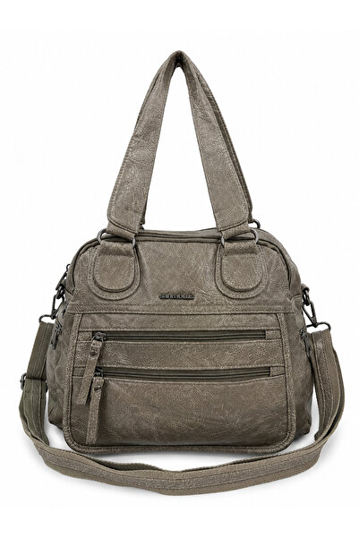 niğde çanta Women's Imported Washed Leather Wide Handle Bag Sl-1011