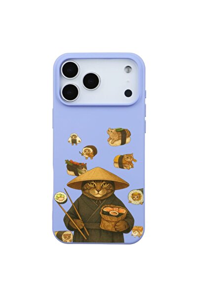 Casen iPhone 17 Pro Max Lila Kedi Tasarımlı Gimbap Cat Renkli Silikon Telefon...
