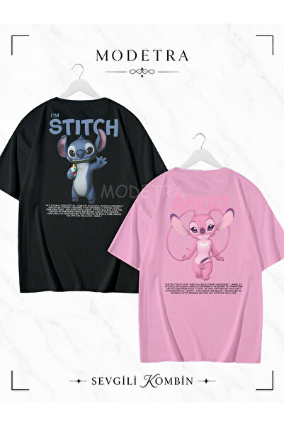 Modetra Women Men Angel Stitch Lilo Stitch Design Printed Back Printed Lover ...