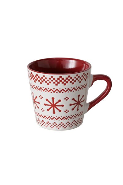 Boltze Cană de Crăciun roșu/alb cu fulgi de zăpadă 190 ml