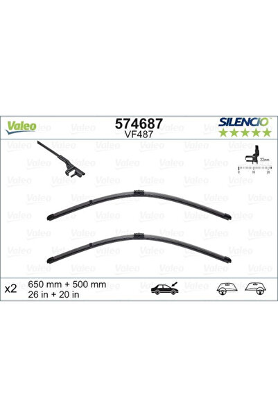 VALEO Silencio FlatBlade OE wiper blade Top Bottom Set 650/500 mm