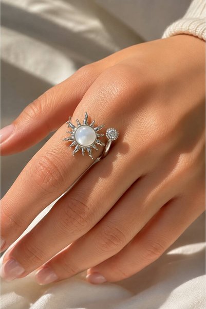 BALVORA VENTO Women's Steel Sun Stress Ring Adjustable Color Does Not Fade