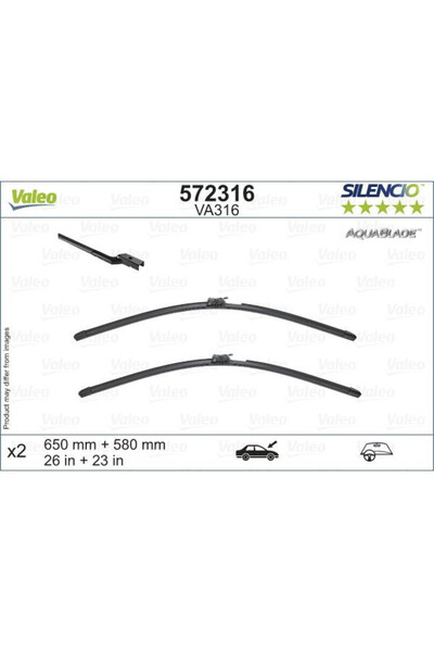 VALEO Silencio AquaBlade wiper Top Bottom Set 650/580 mm
