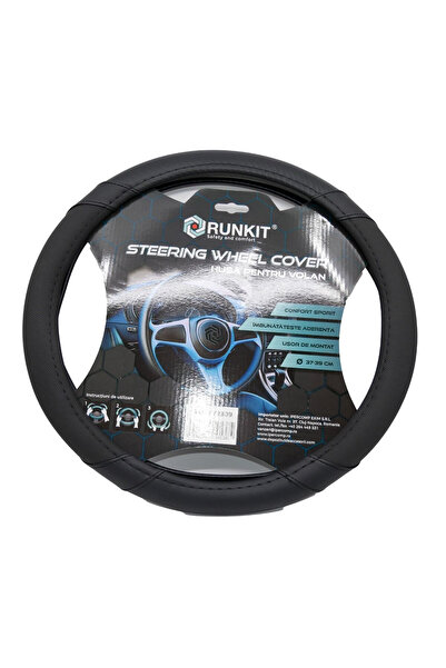 RUNKIT Steering wheel cover synthetic Leather Black (37-39 CM)