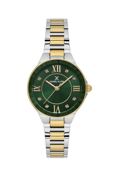 Daniel Klein 30 mm Women's Wristwatch with Green Dial and Gold Silver Color S...