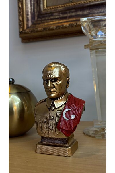 Özkatelier Dekoratif Atatürk Büstü Gold-Eskitme