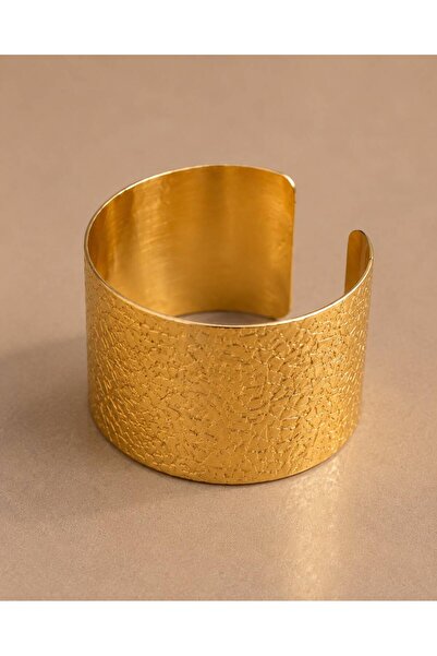 DESİGN RÜZGAR Gold Renk Geniş Kelepçe Bileklik