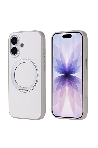 zore iPhone 17 Kılıf 360 Derece Döner Standlı MagSafe Kamera Yükseltili Silik...